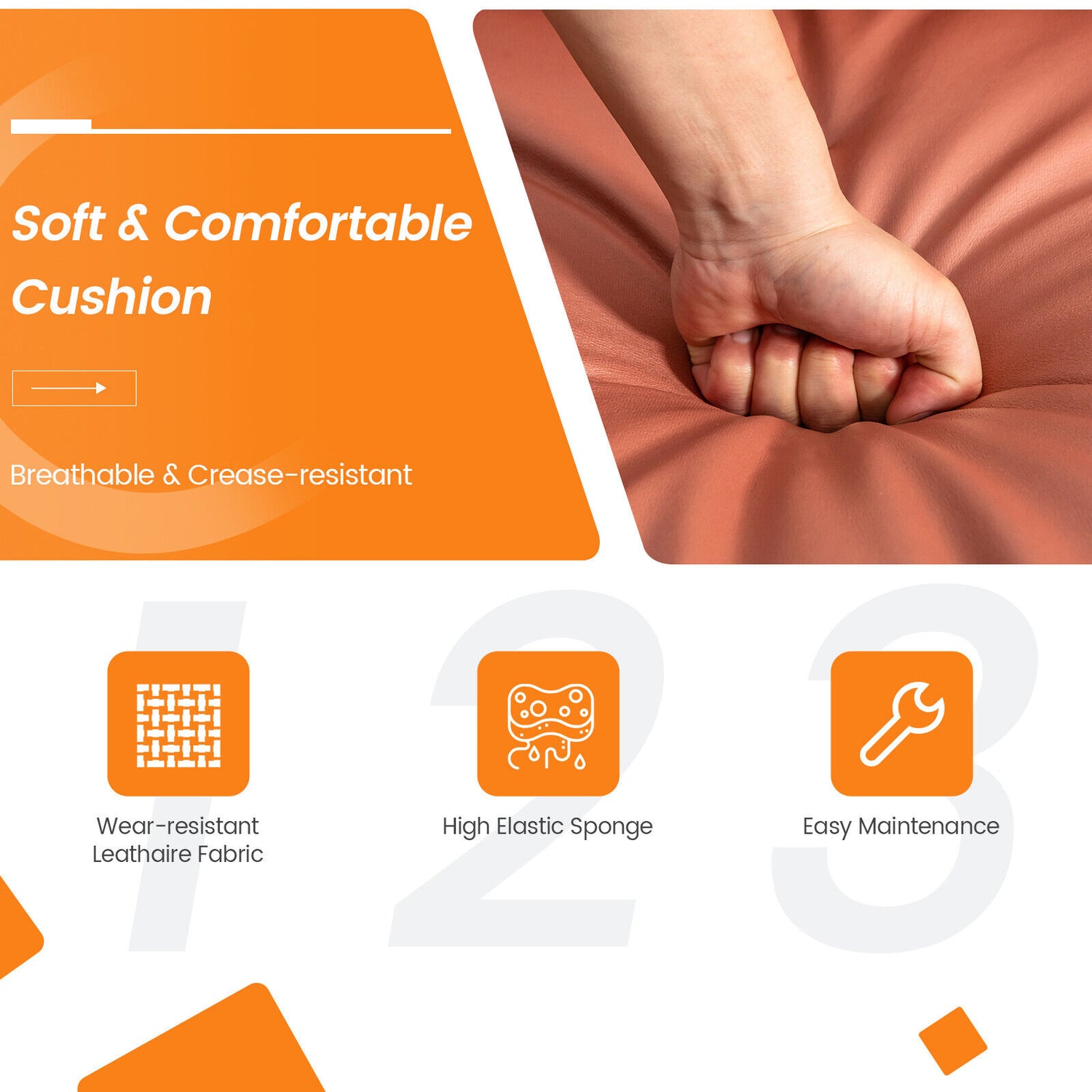 3-Seat Sofa Sectional with Side Storage Pocket and Metal Leg-3