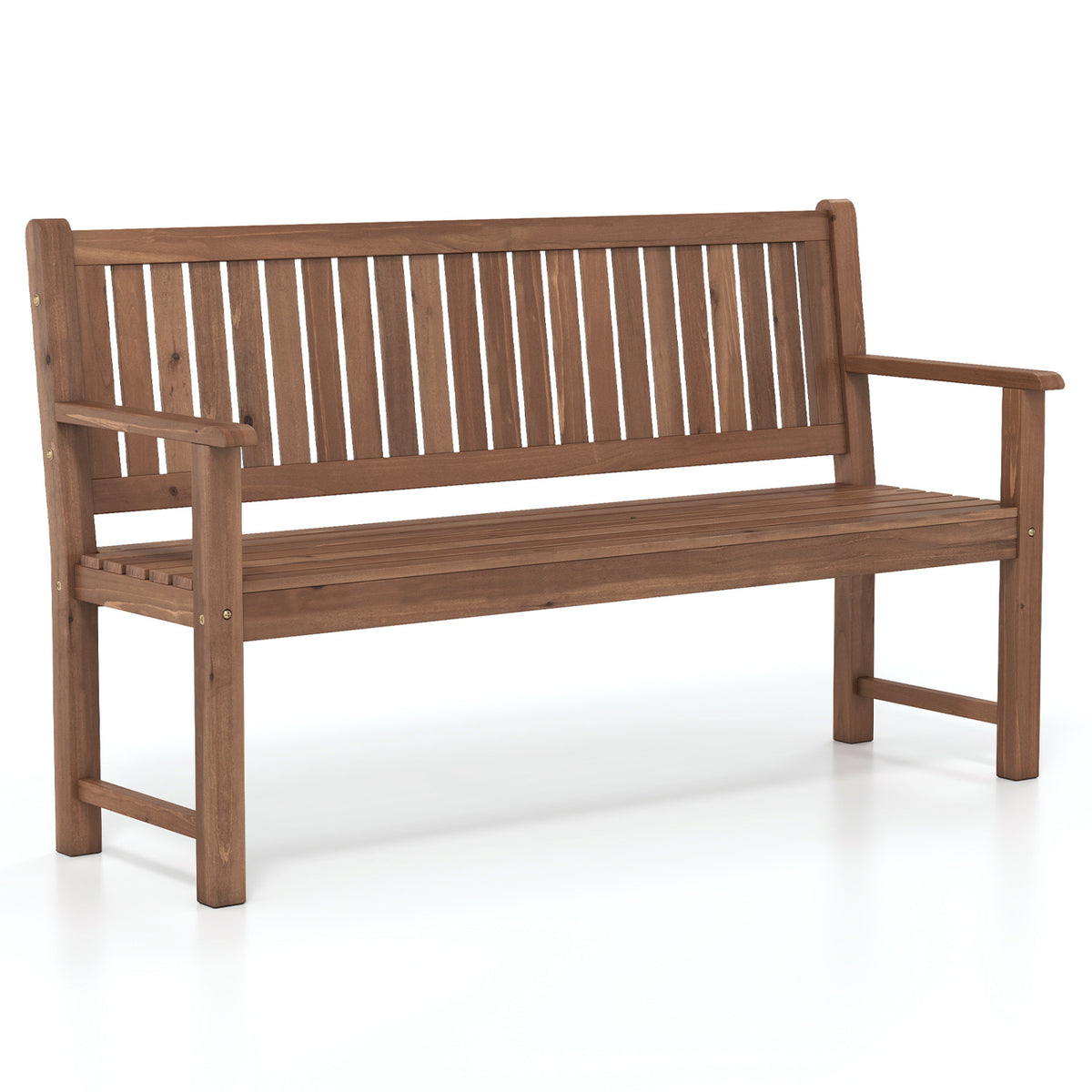 3-Seater Outdoor Wooden Bench 59 inch Large Garden Bench with Backrest