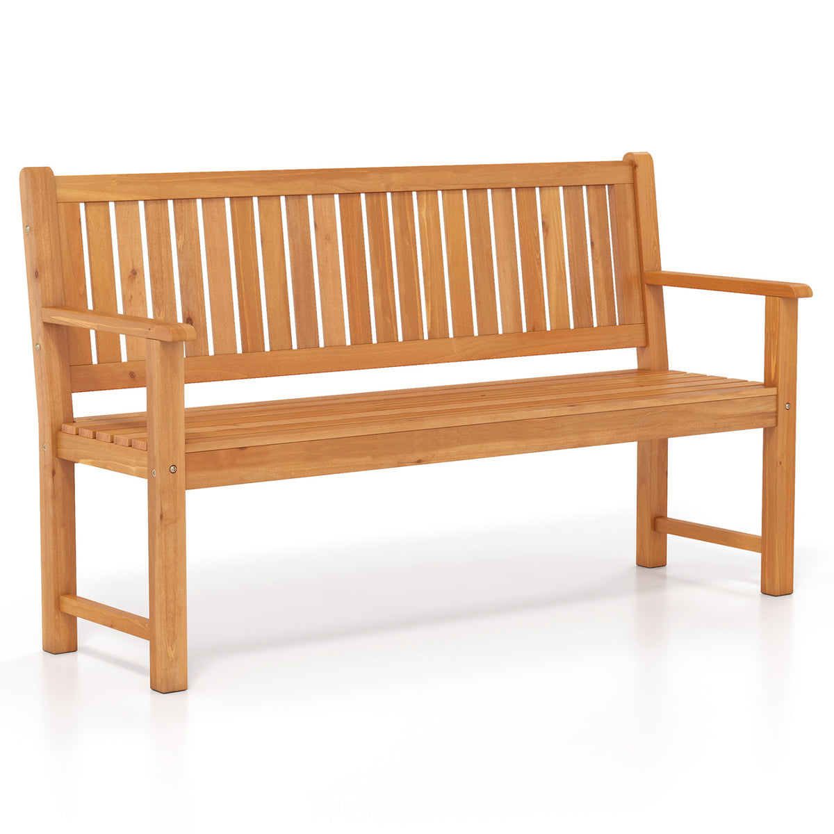 3-Seater Outdoor Wooden Bench 59 inch Large Garden Bench with Backrest