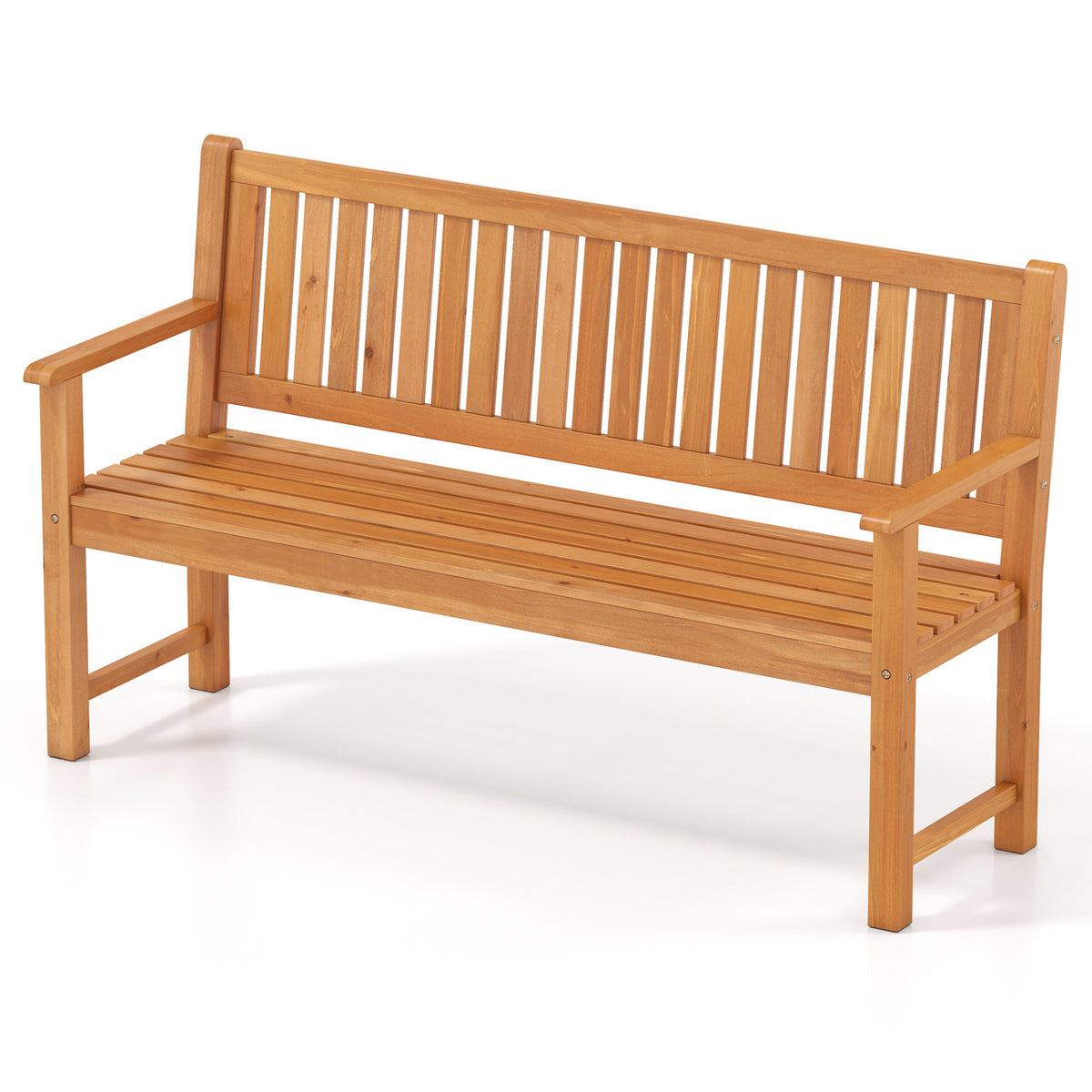 3-Seater Outdoor Wooden Bench 59 inch Large Garden Bench with Backrest