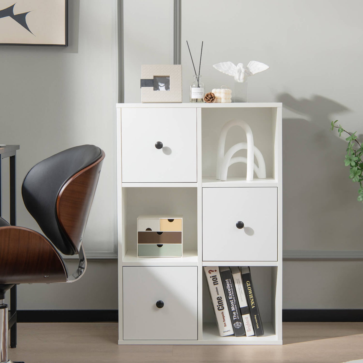 3-Tier Bookcase with Anti-toppling Device for Living Room-White