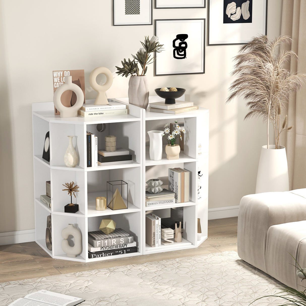 3-Tier Corner Cabinet with Charging Station for Bedroom
