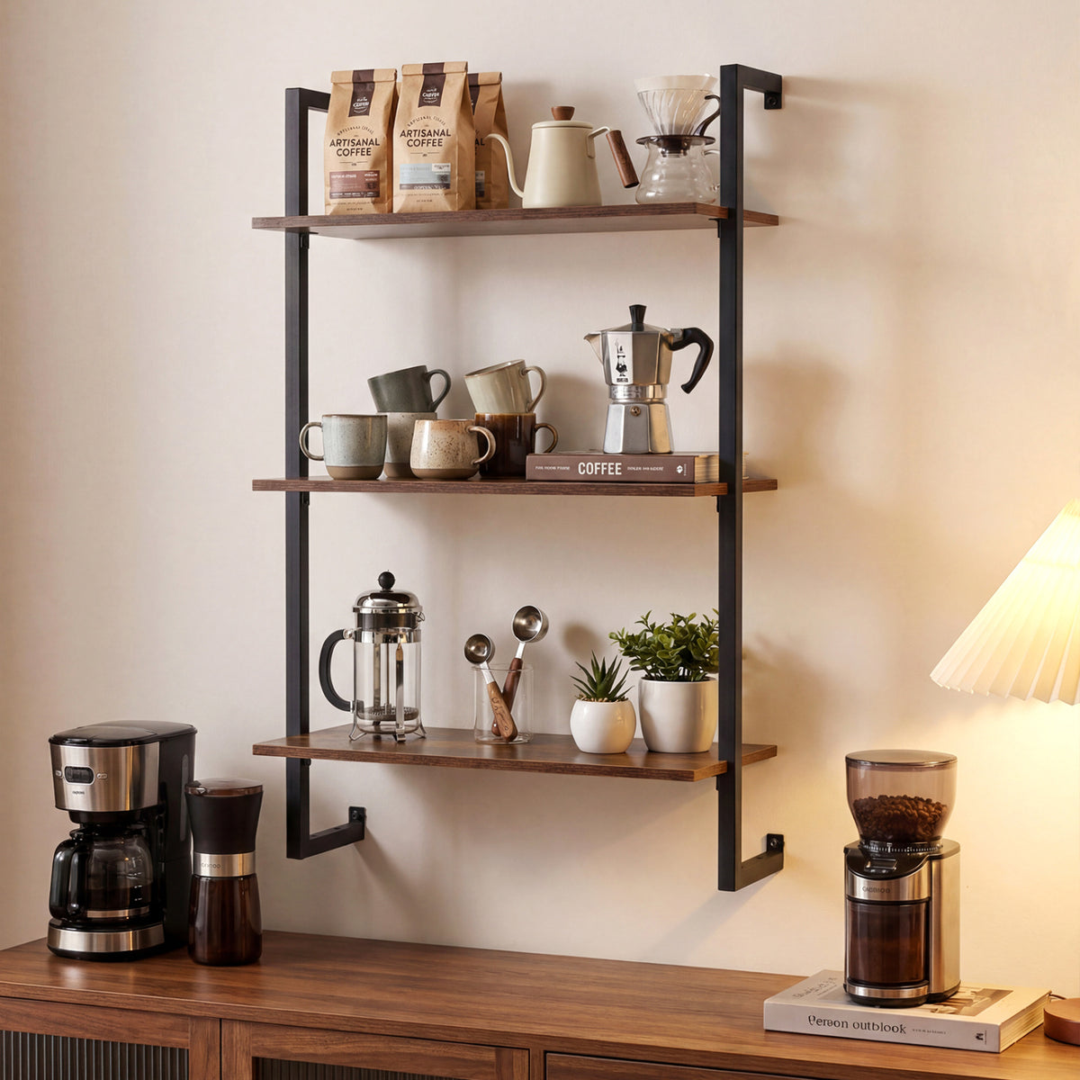 3-Tier Floating Modern Kitchen Shelf for Living Room Home Office and Bathroom