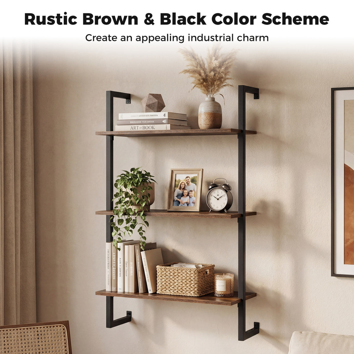 3-Tier Floating Modern Kitchen Shelf for Living Room Home Office and Bathroom