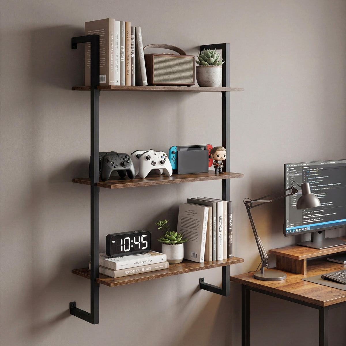 3-Tier Floating Modern Kitchen Shelf for Living Room Home Office and Bathroom