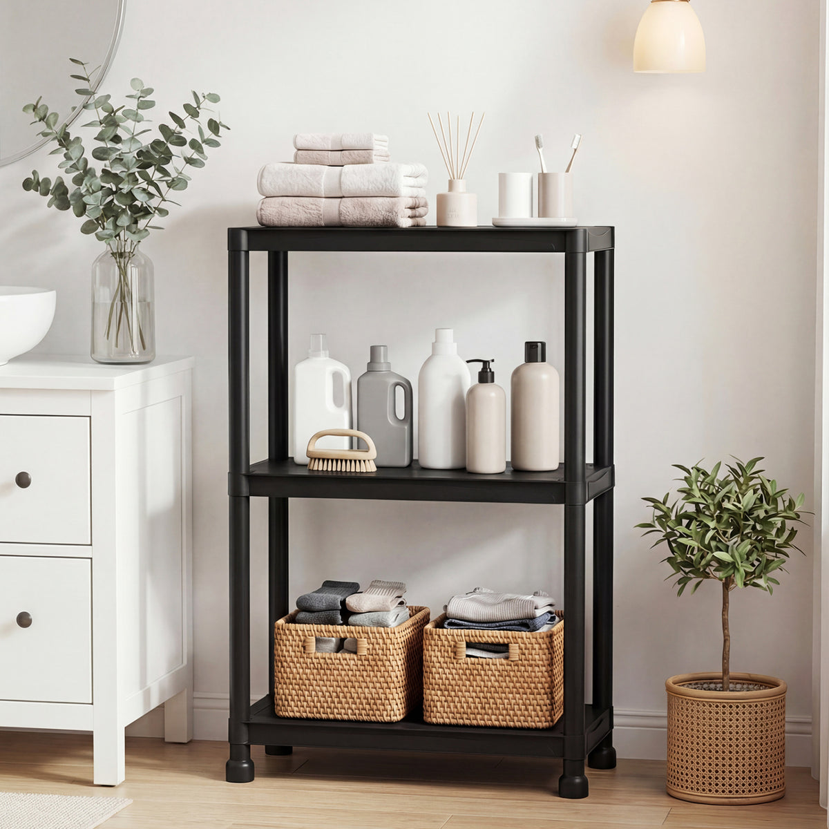 4-Tier/5-Tier/3-Tier Heavy-Duty Plastic Storage Shelves Freestanding Garage Shelving Unit
