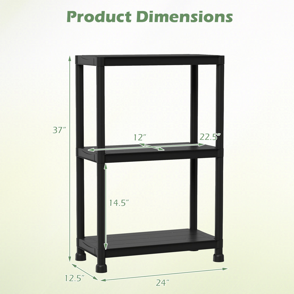 4-Tier/5-Tier/3-Tier Heavy-Duty Plastic Storage Shelves Freestanding Garage Shelving Unit