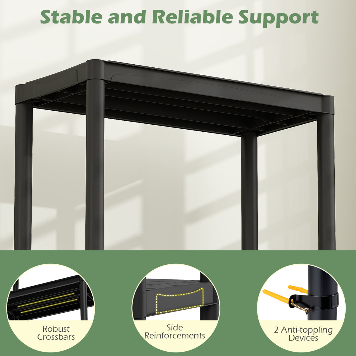 4-Tier/5-Tier/3-Tier Heavy-Duty Plastic Storage Shelves Freestanding Garage Shelving Unit