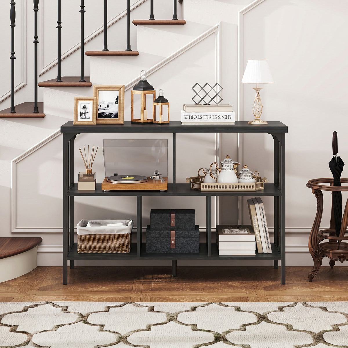 3-Tier Horizontal Cubby Bookshelf with Open Shelves