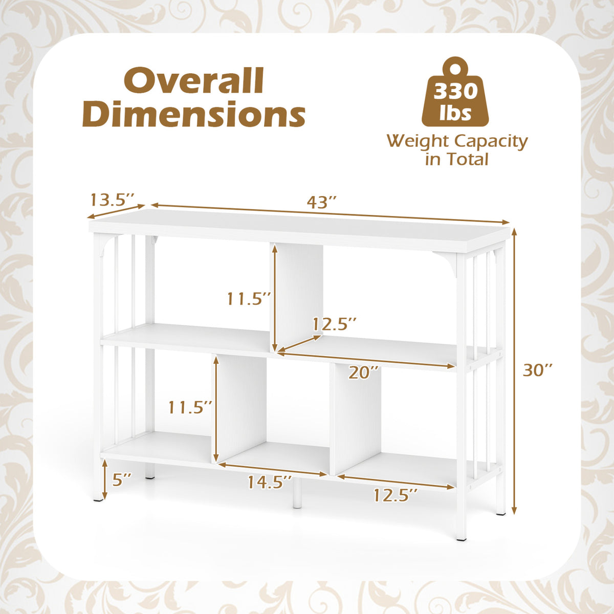 3-Tier Horizontal Cubby Bookshelf with Open Shelves