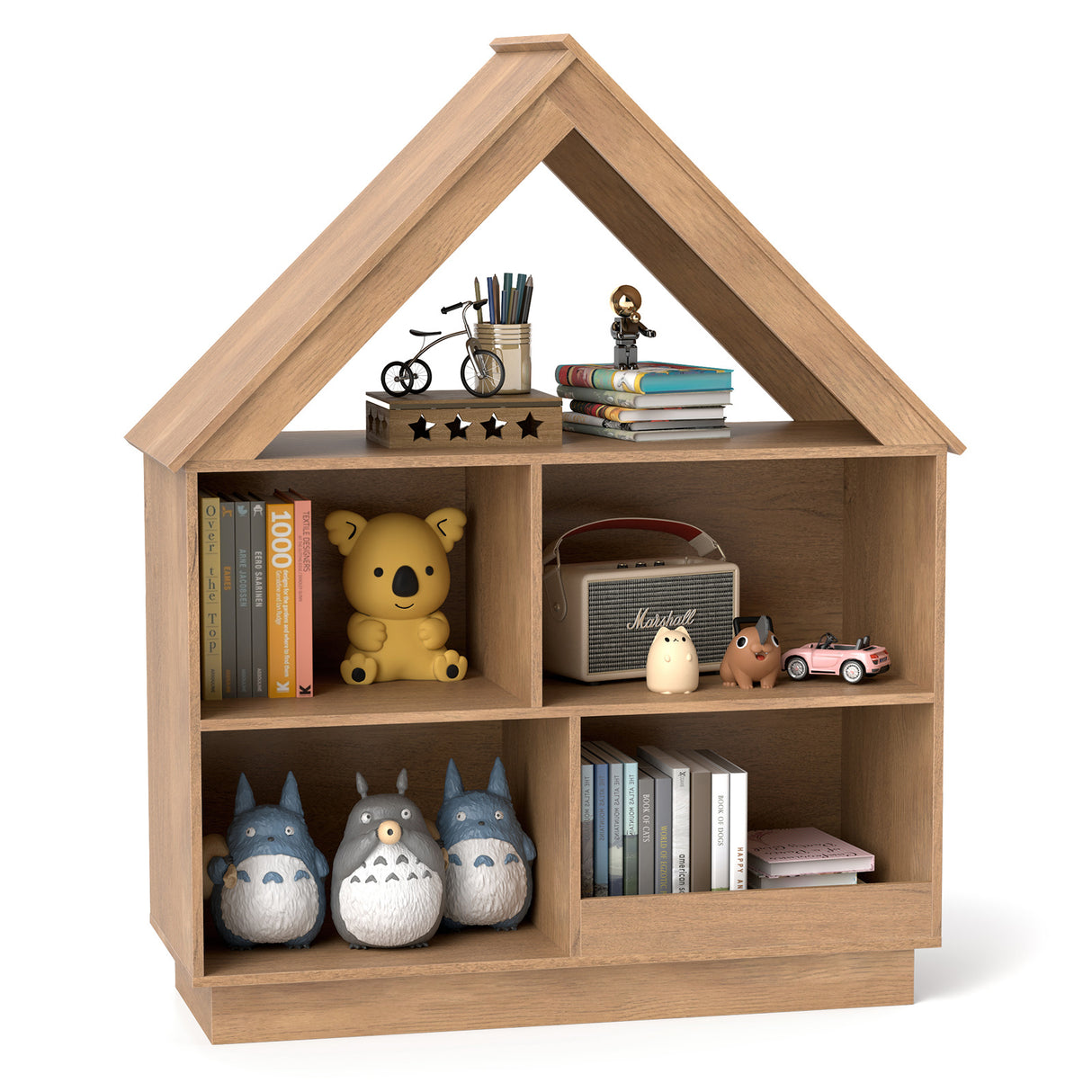3-Tier House-Shaped Toy Storage Organizer with Open Shelves