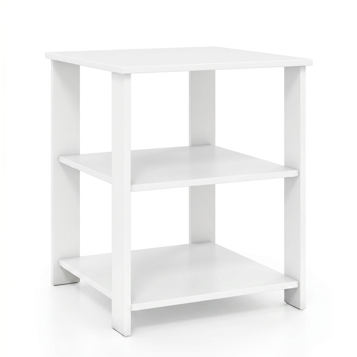 3-Tier Modern Nightstand Square Side Table with Open Storage Shelves