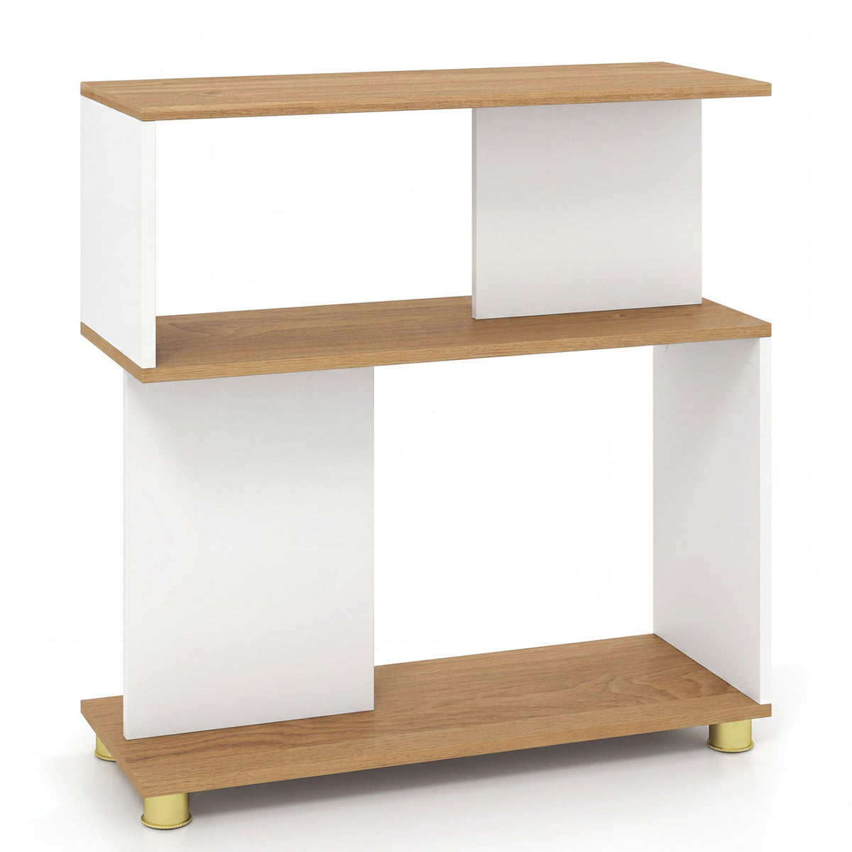 3-Tier Modern S-shaped Bookshelf with Adjustable Feet