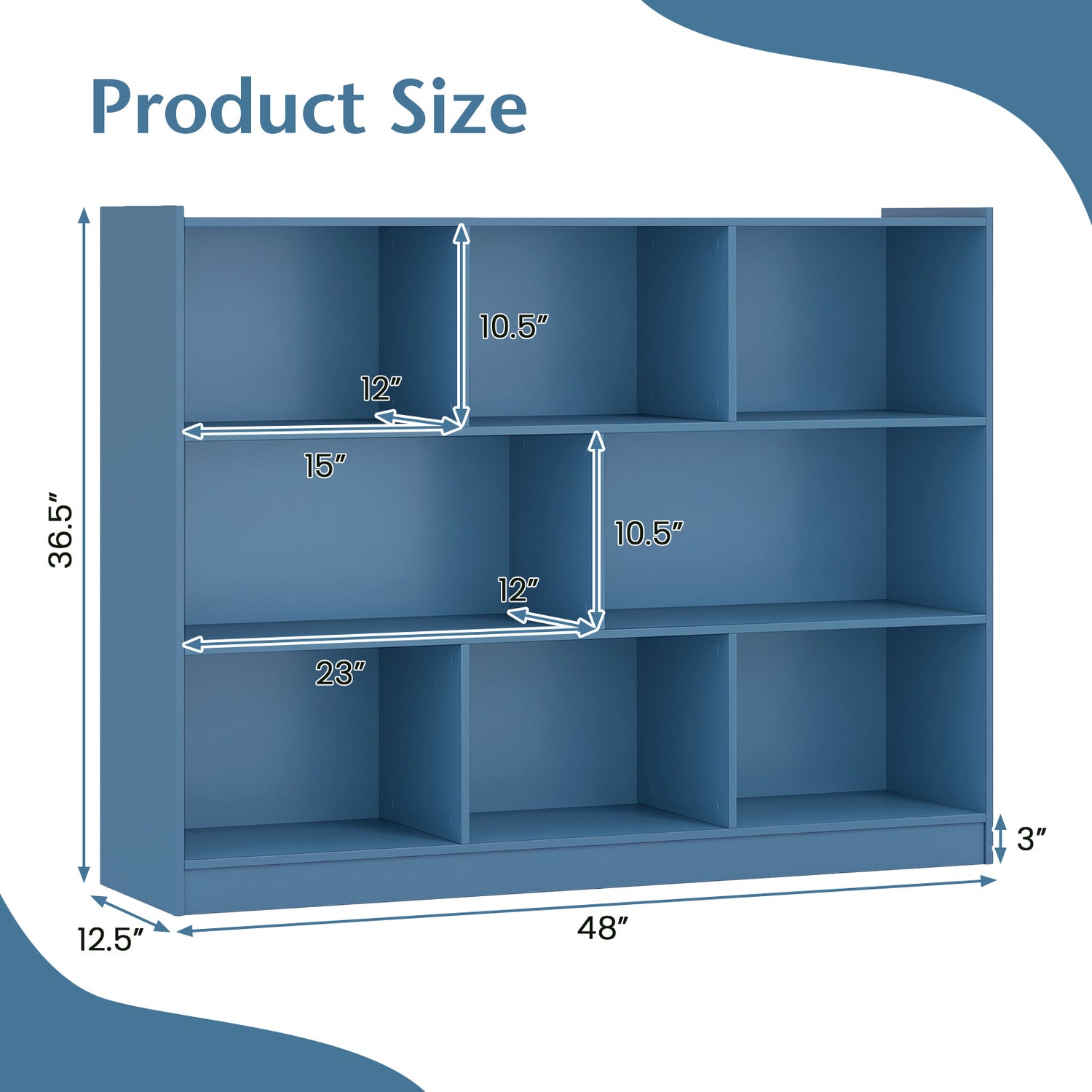 3-Tier Open Bookcase 8-Cube Floor Standing Storage Shelves Display Cabinet