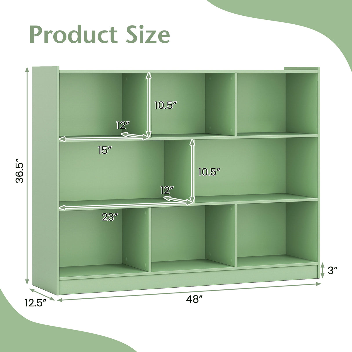 3-Tier Open Bookcase 8-Cube Floor Standing Storage Shelves Display Cabinet