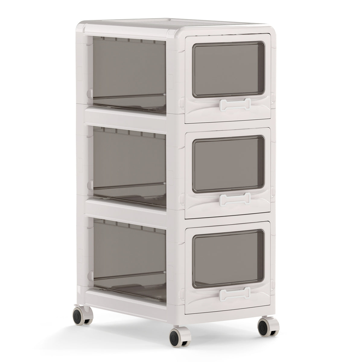4-Tier/5-Tier/3-Tier Plastic Drawer Storage Organizer Rolling Cart with 3/4/5 Drawers and Lockable Wheels
