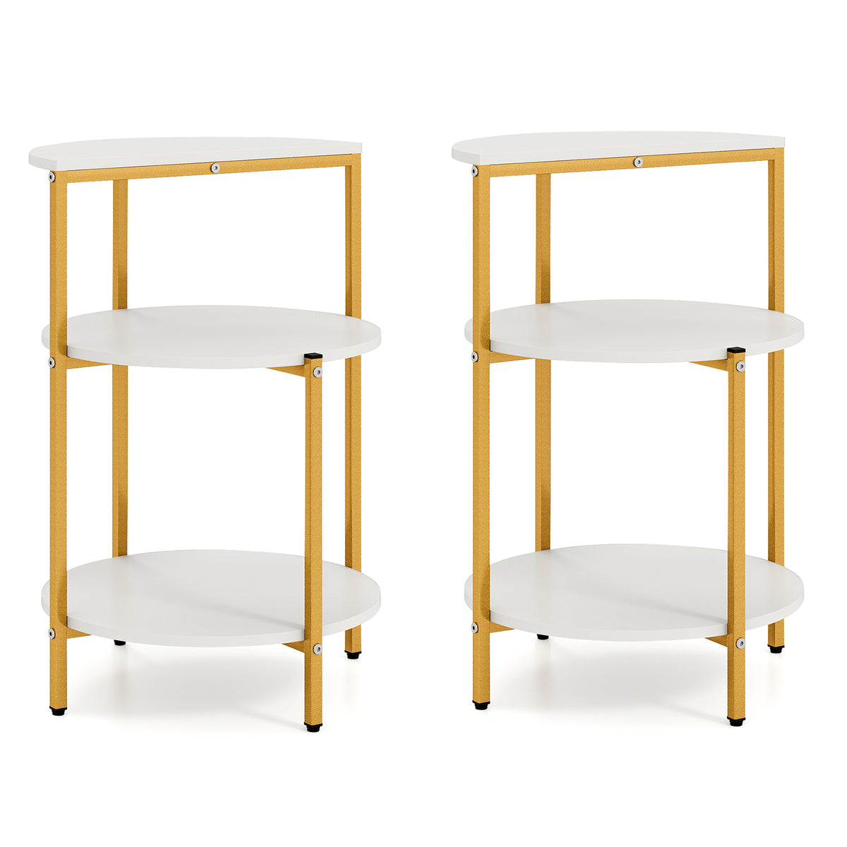 3-Tier Round End Table for Small Space and Bedroom Room-Set of 1/2