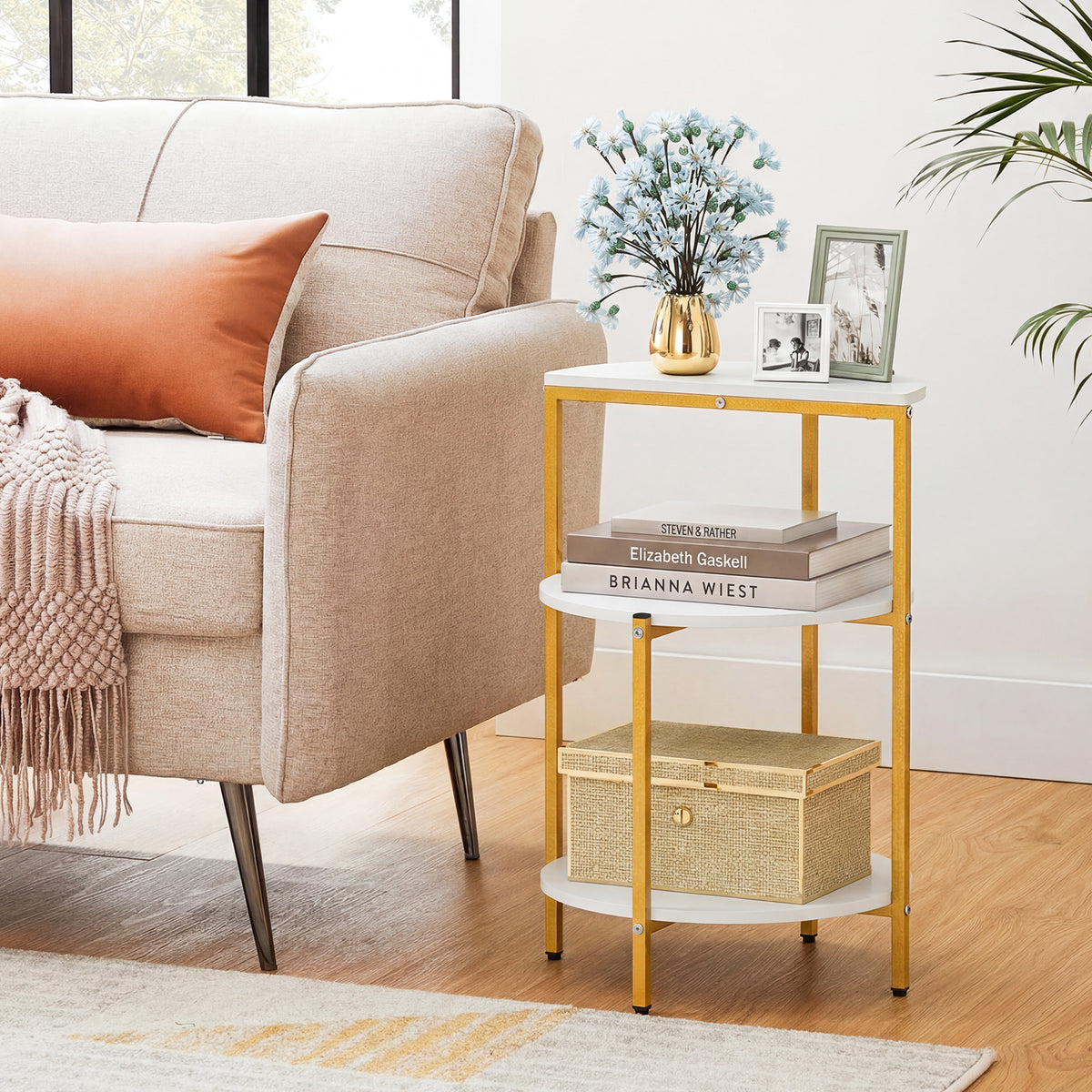 3-Tier Round End Table for Small Space and Bedroom Room-Set of 1/2