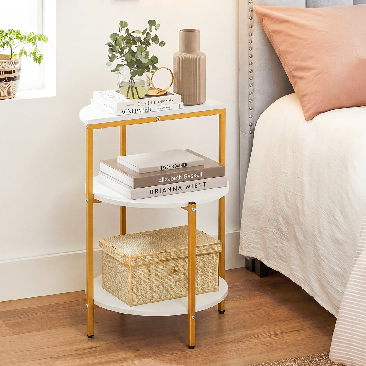 3-Tier Round End Table for Small Space and Bedroom Room-Set of 1/2