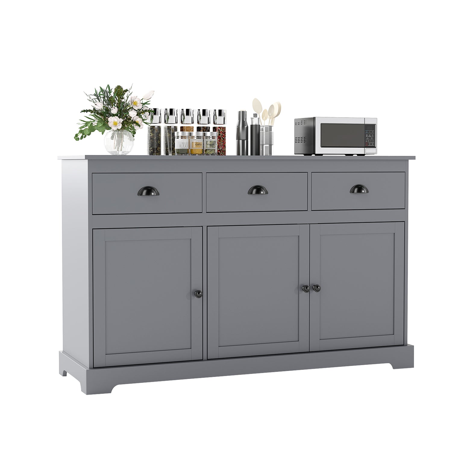 3 Drawers Sideboard Buffet Storage with Adjustable Shelves