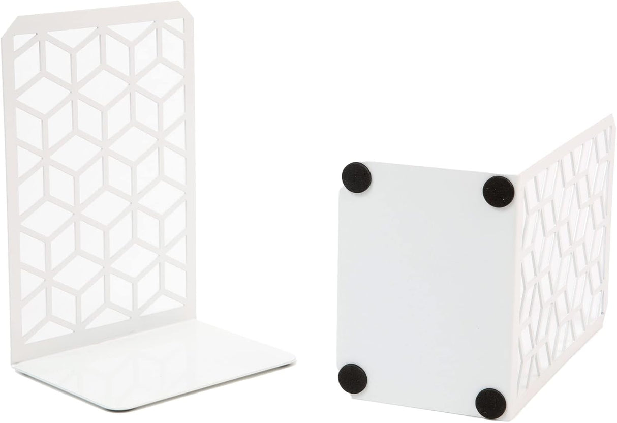 3D Cube Bookends – Geometric Metal Book Ends by Geomod