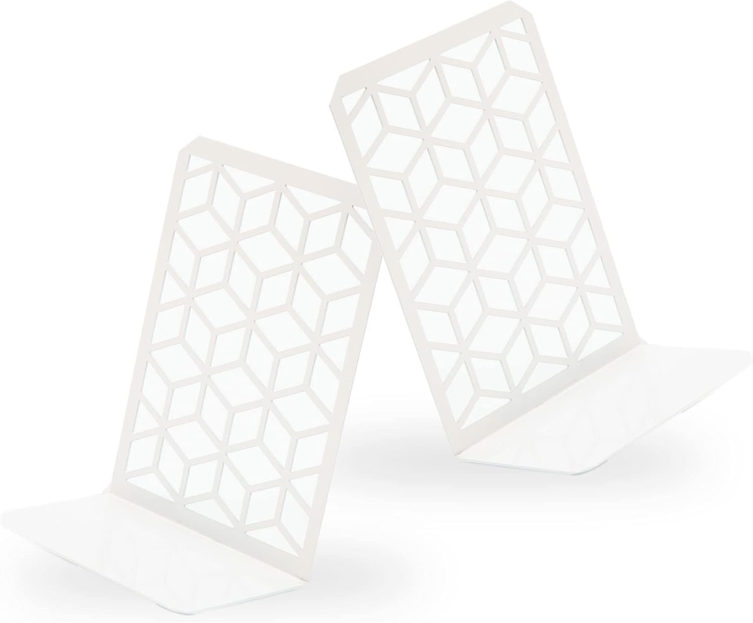 3D Cube Bookends – Geometric Metal Book Ends by Geomod