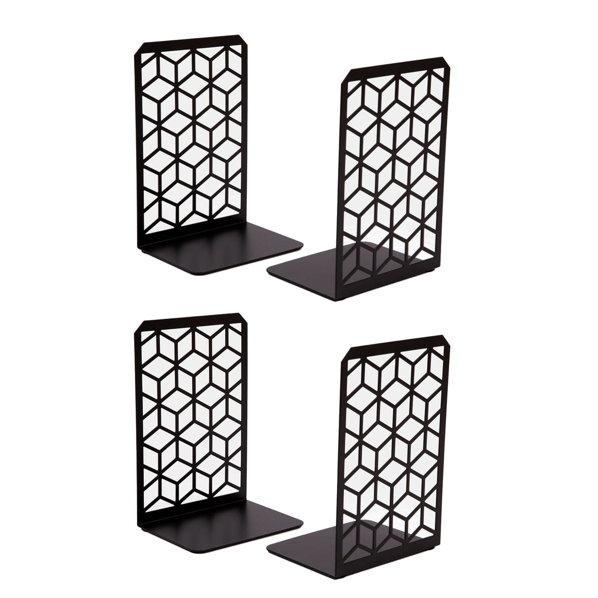 3D Cube Bookends 2-Pack – Geometric Metal Book Ends by Geomod