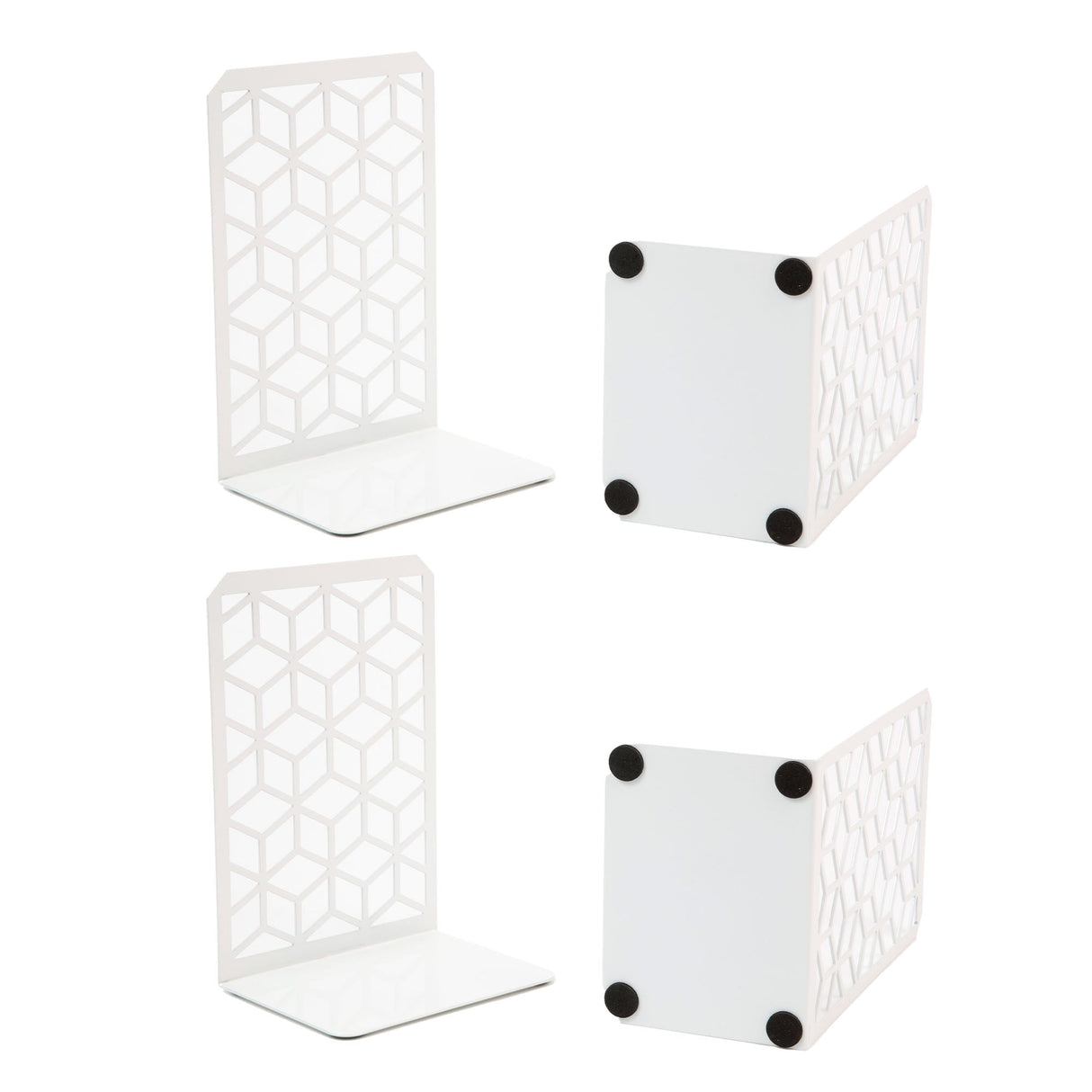 3D Cube Bookends 2-Pack – Geometric Metal Book Ends by Geomod