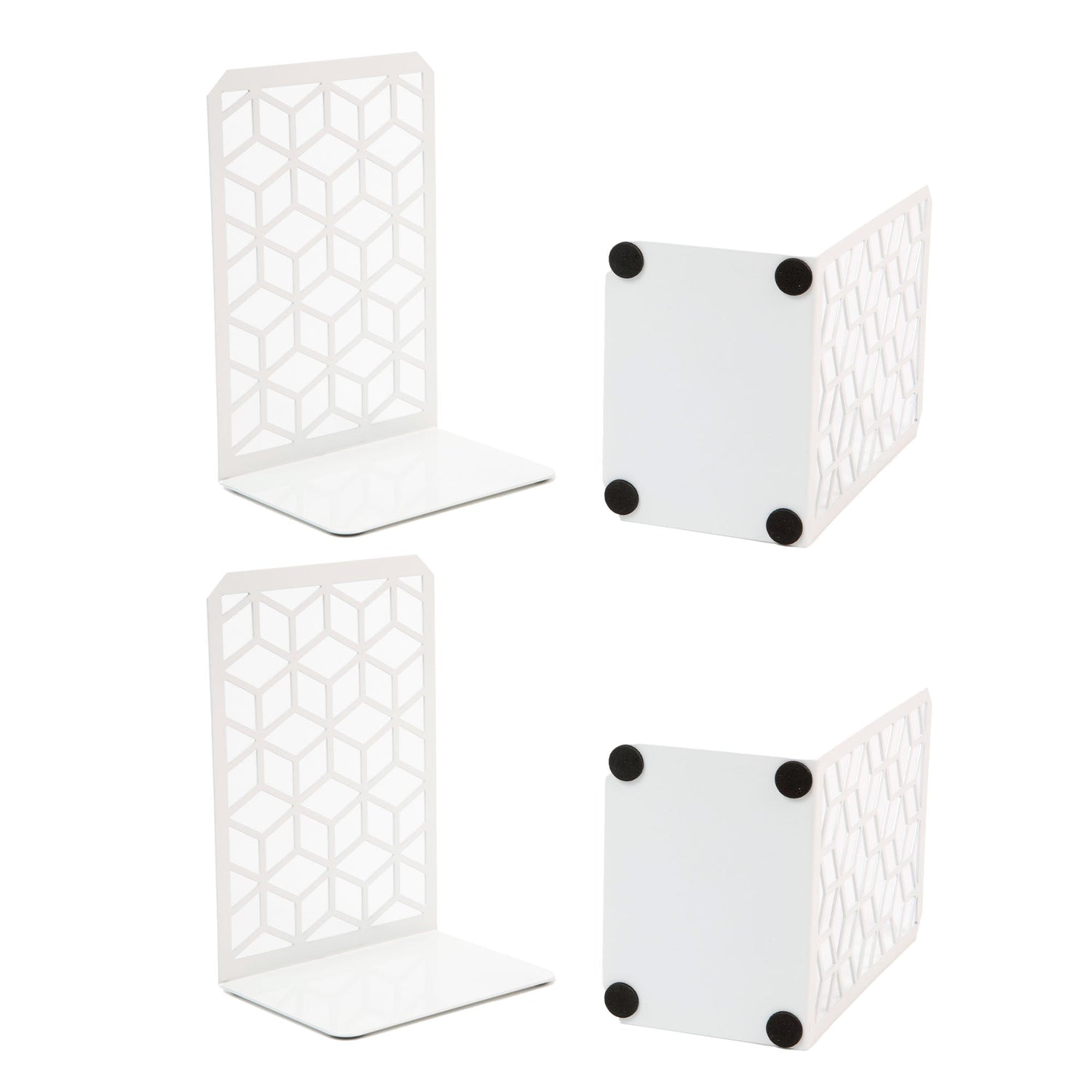 3D Cube Bookends 2-Pack – Geometric Metal Book Ends by Geomod