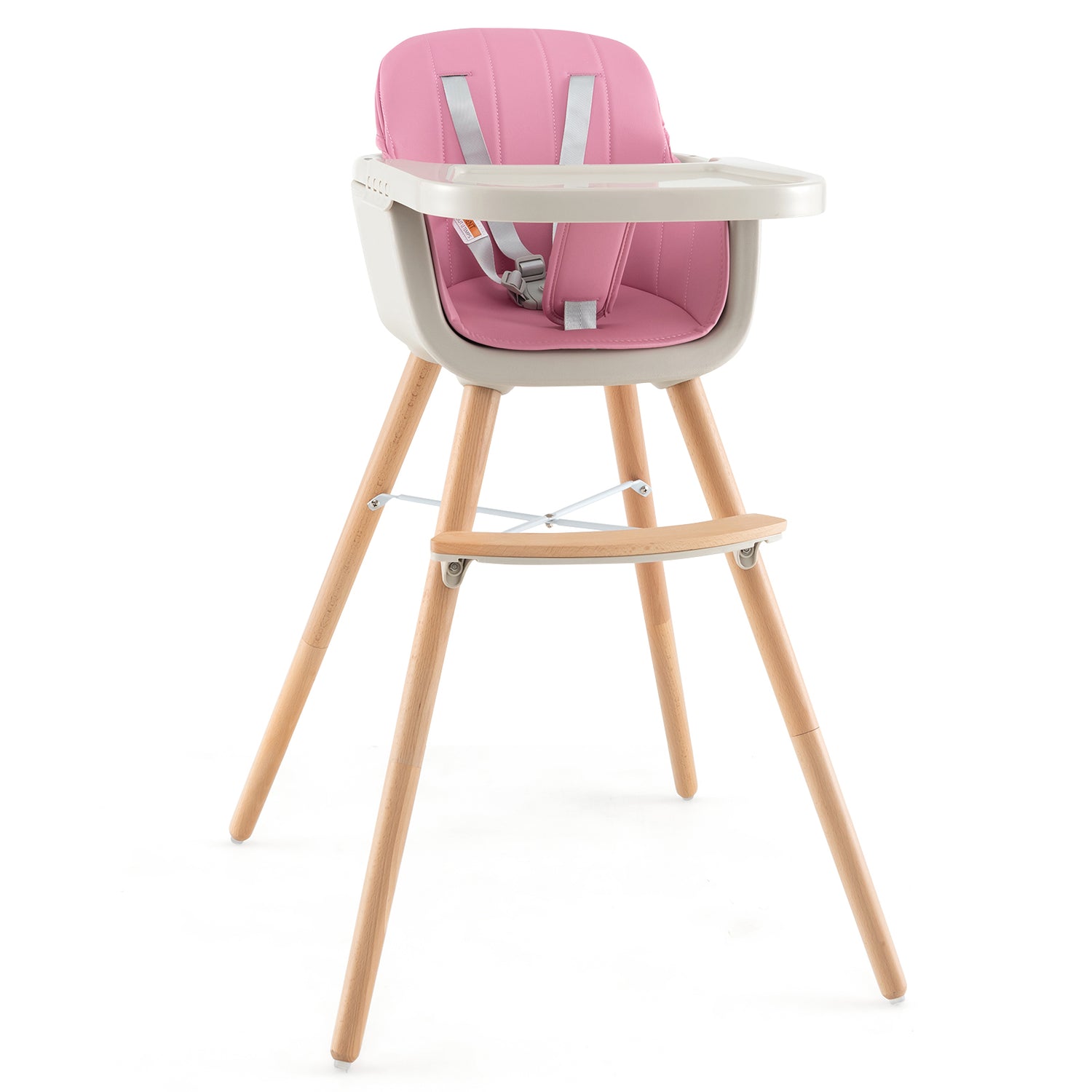 3-in-1 Convertible Wooden High Chair with Cushion