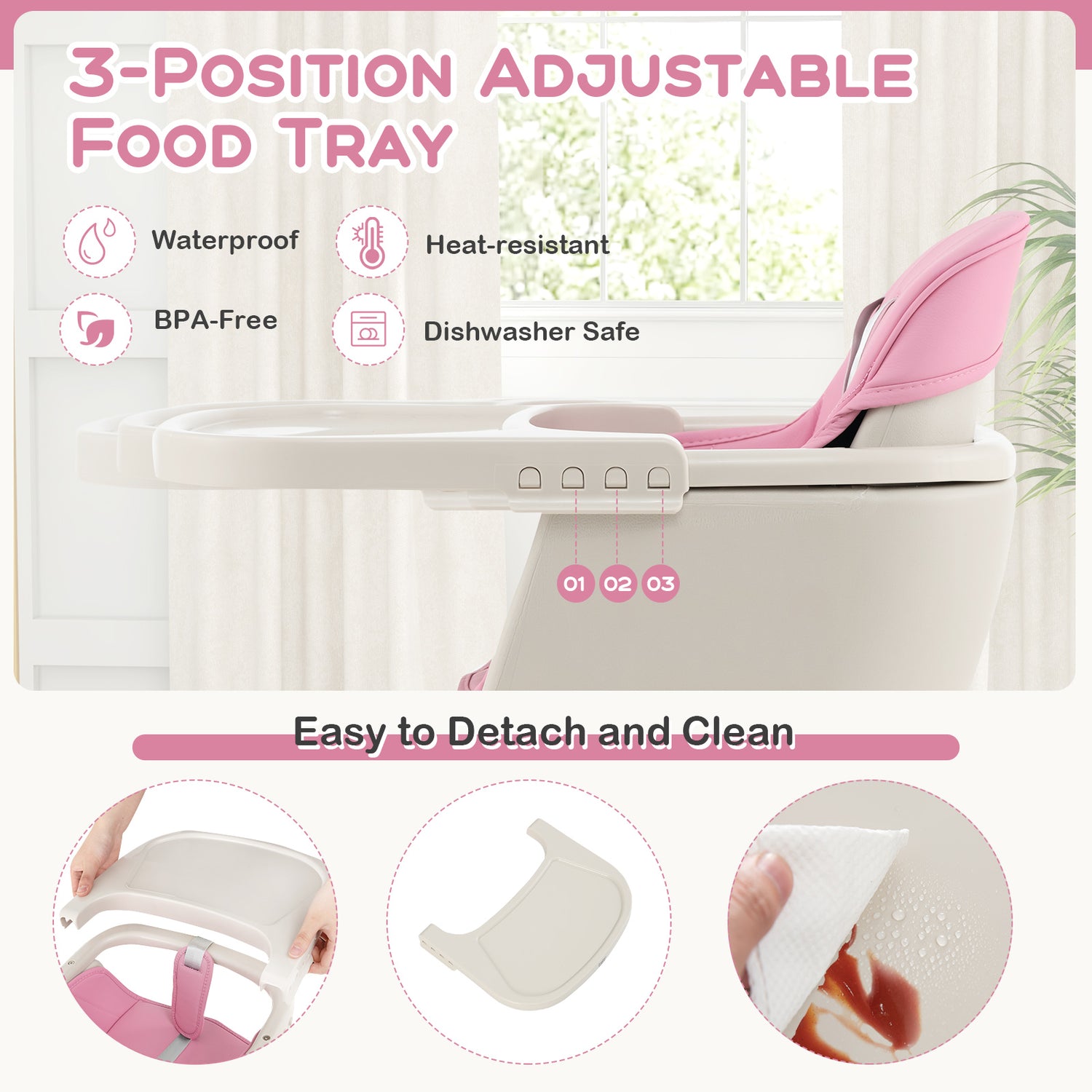 3-in-1 Convertible Wooden High Chair with Cushion