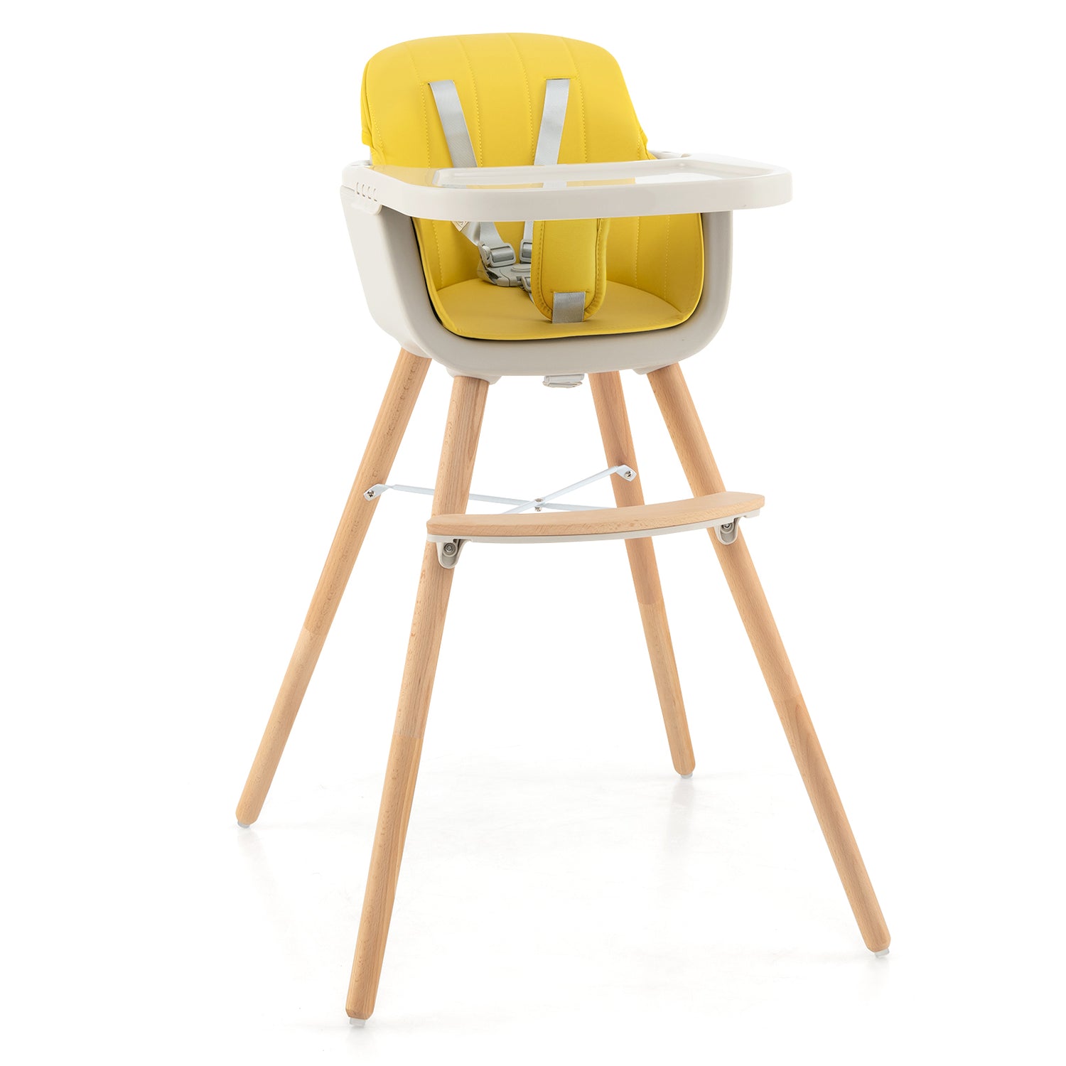 3-in-1 Convertible Wooden High Chair with Cushion