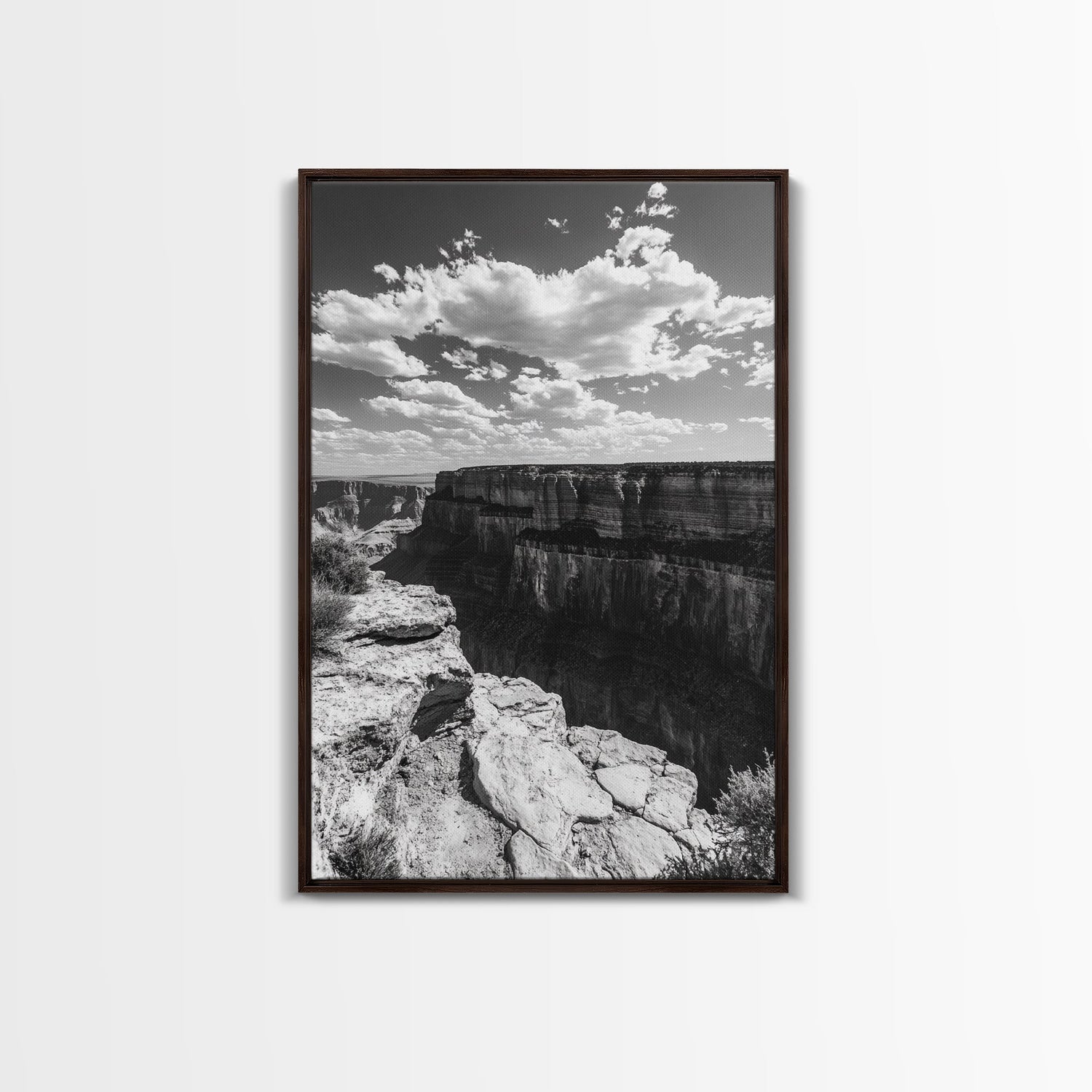 Grand Canyon, Desert, Clouds, Depth - Epic canyon view, Canvas Print, adventurous living room centerpiece, nature-inspired wall art