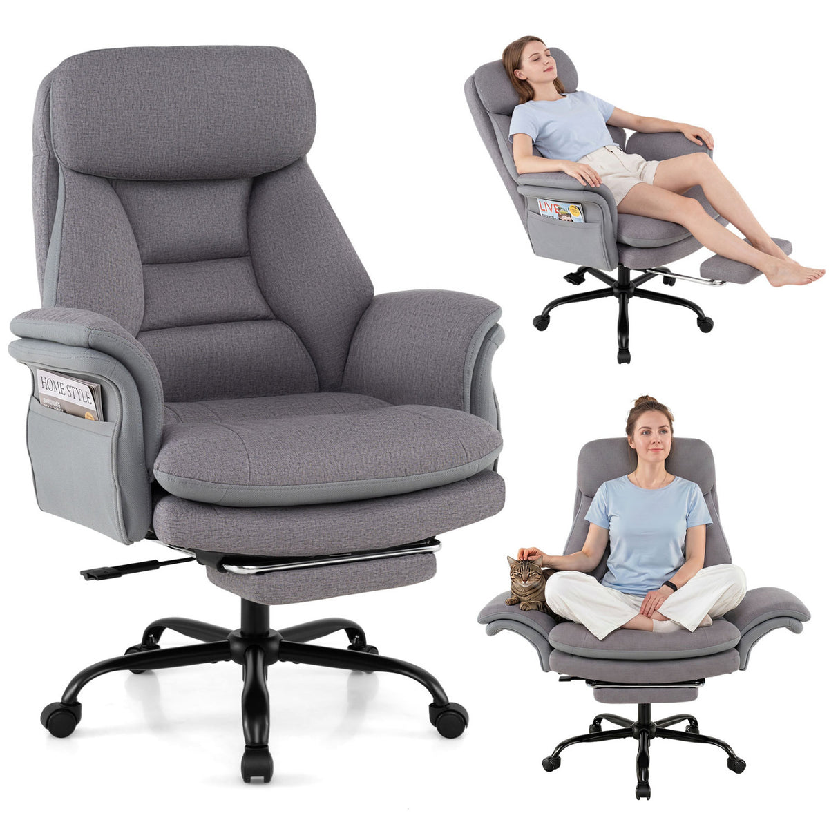 400 LBS Ergonomic Big and Tall Office Chair with Faux Leather
