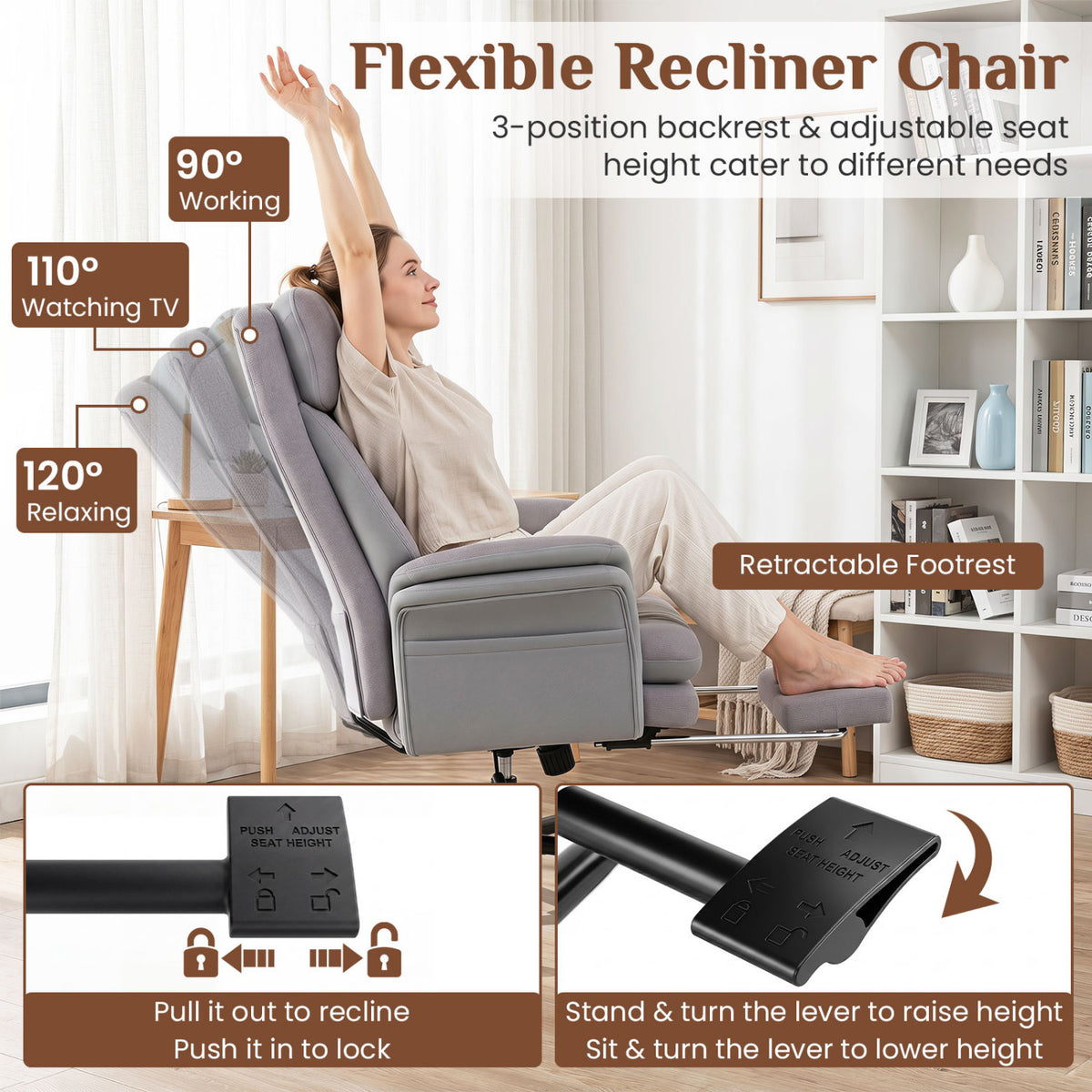 400 LBS Ergonomic Big and Tall Office Chair with Faux Leather