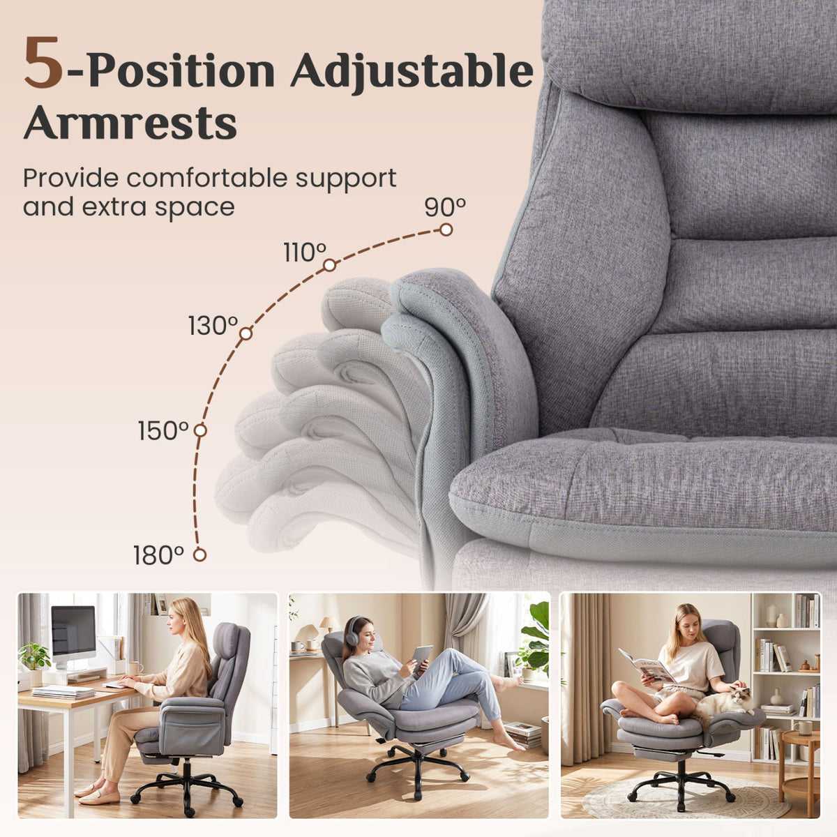400 LBS Ergonomic Big and Tall Office Chair with Faux Leather