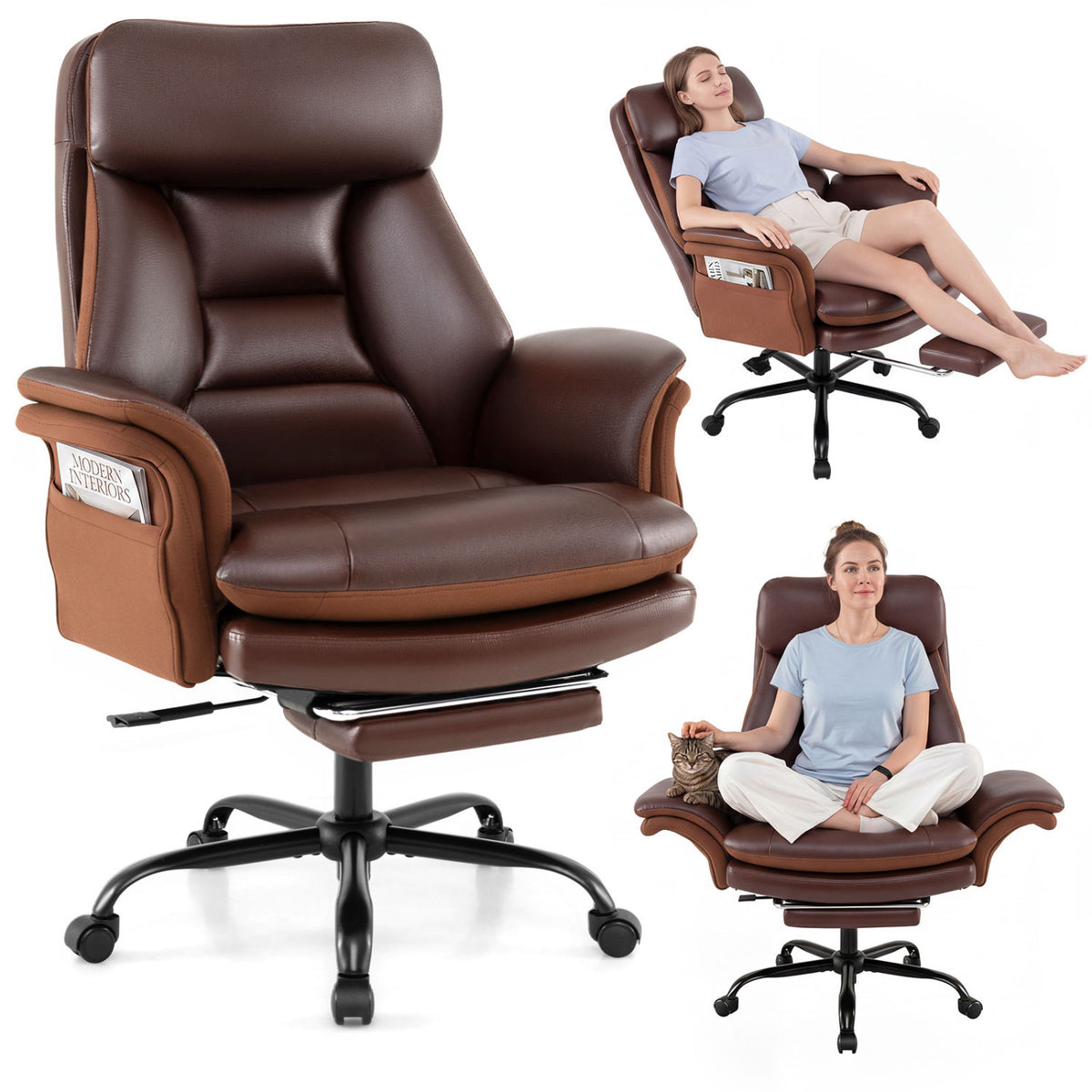 400 LBS Ergonomic Big and Tall Office Chair with Faux Leather
