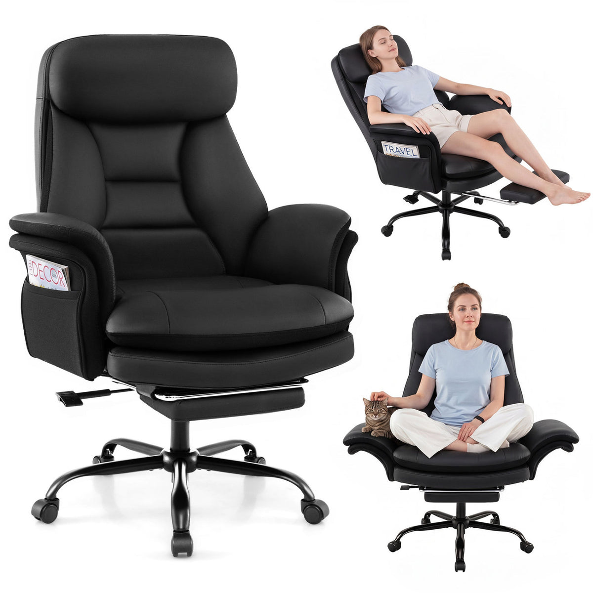 400 LBS Ergonomic Big and Tall Office Chair with Faux Leather