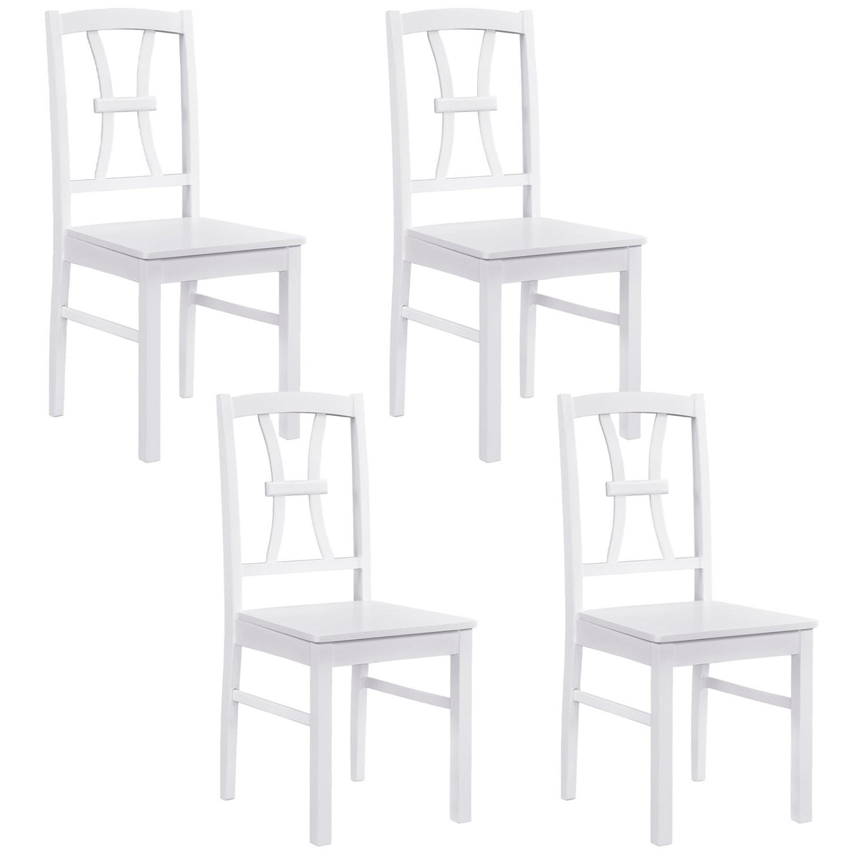 400 lbs Capacity Dining Chair Set of 4 with Cross Backrest and Rubber Wood Frame