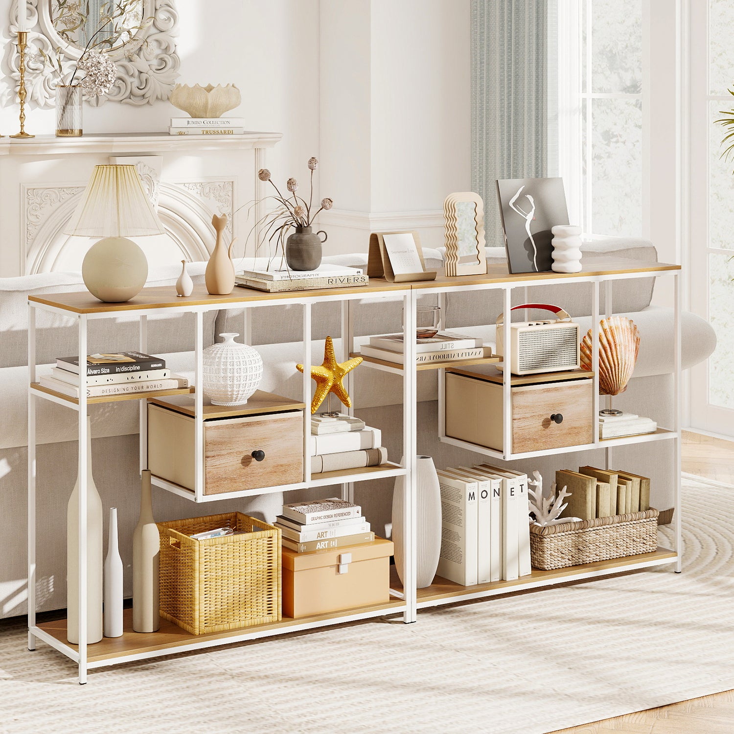 40 Inch Console Table Behind Sofa Couch with Storage
