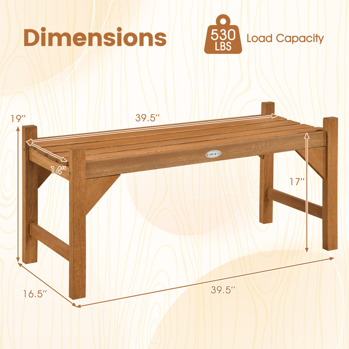 Outdoor Bench with Slatted Contoured Seat for Deck Entryway-Set of 2