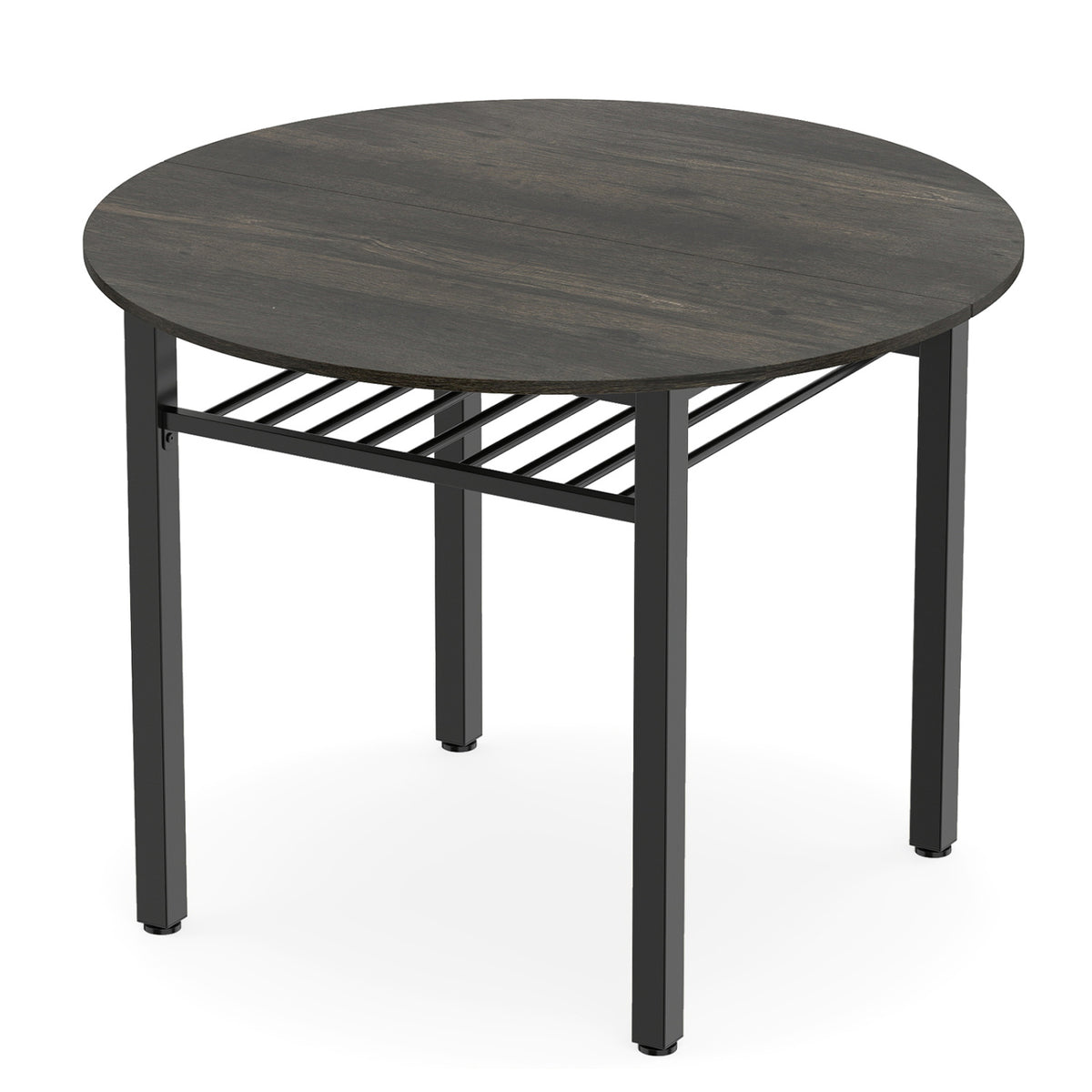 40â Round Kitchen Table with Storage Shelf and Metal Frame for 4 People
