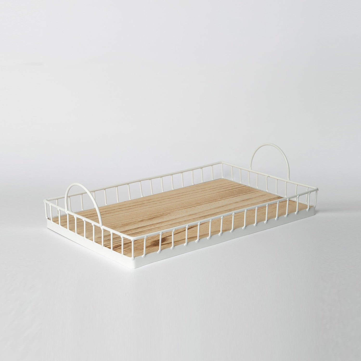 412 - Rectangular Metal & Wood Tray