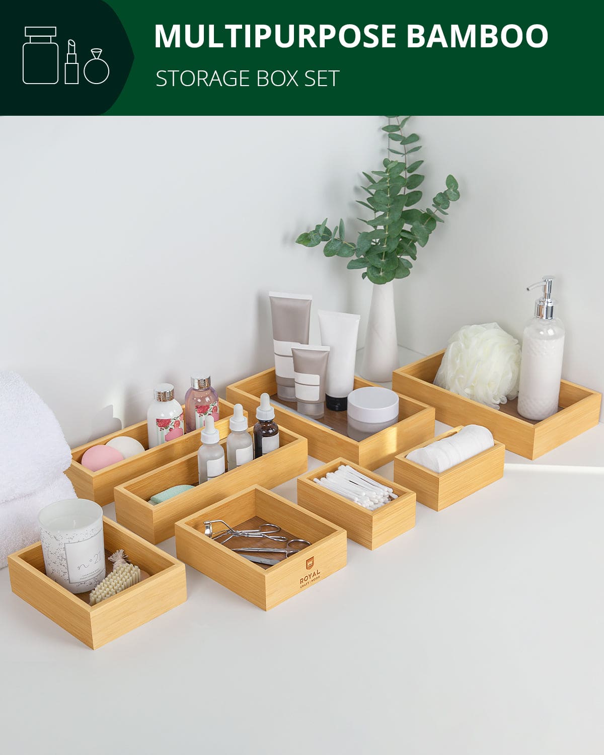 Storage Box Set of 8, Natural