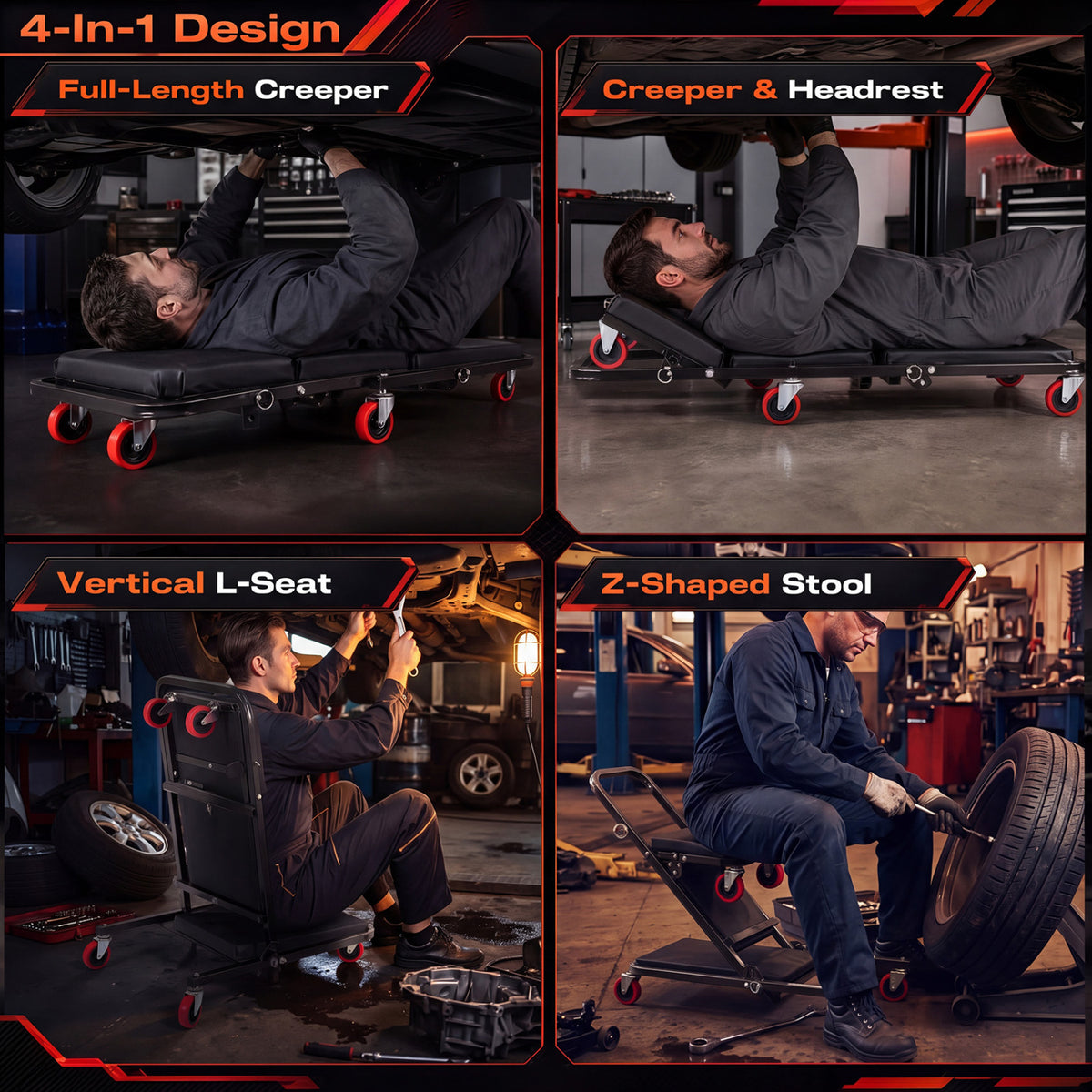 41" Foldable Mechanic Creeper with 450 LBS Capacity