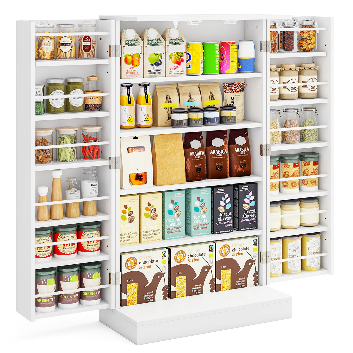 41 Inch Tall Pantry Cabinet Kitchen Storage Cabinet with Doors and Shelves-White