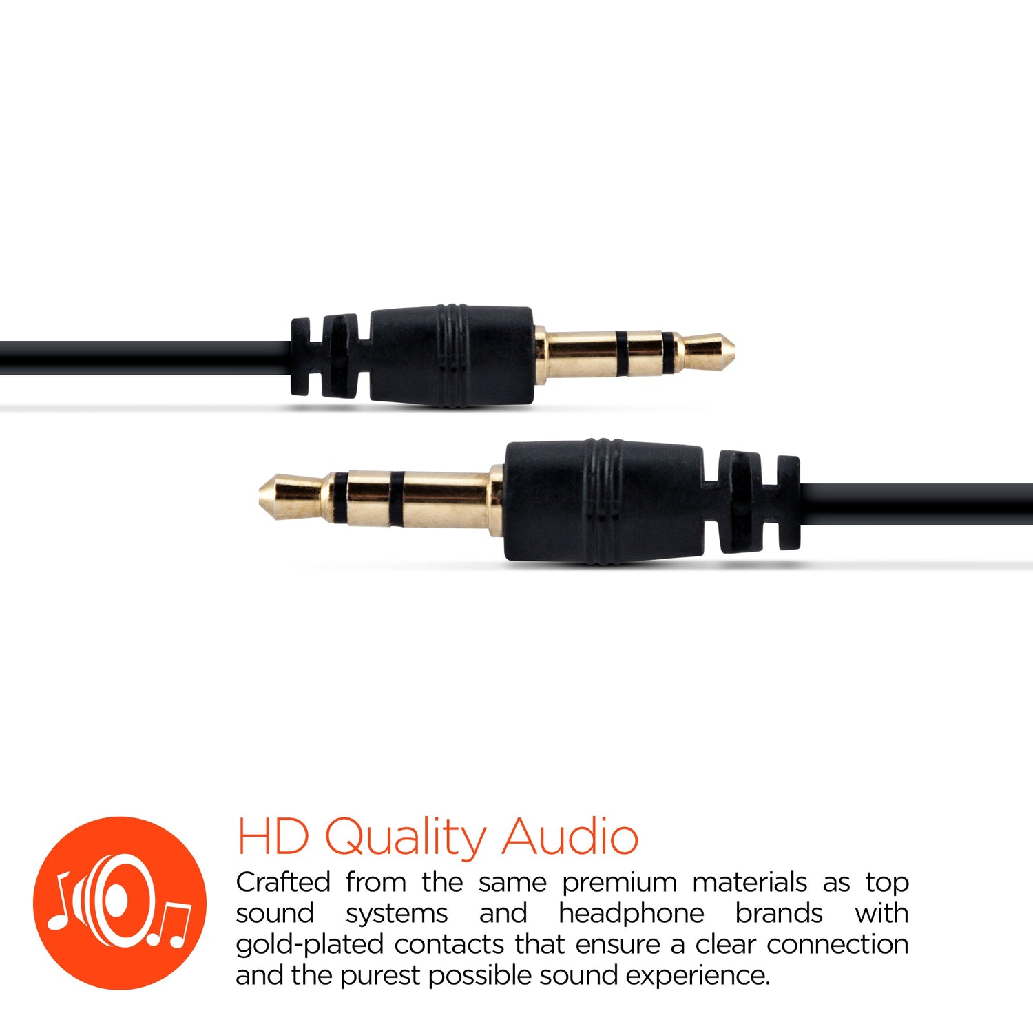 HyperGear 3.5mm Stereo AUX Cable 2ft Black (14029-HYP)