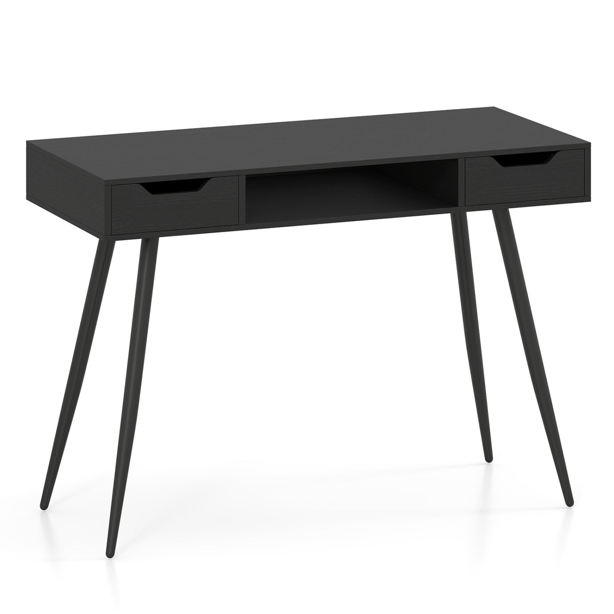 42.5" Mid Century Modern Writing Desk with Metal Leg and Drawers