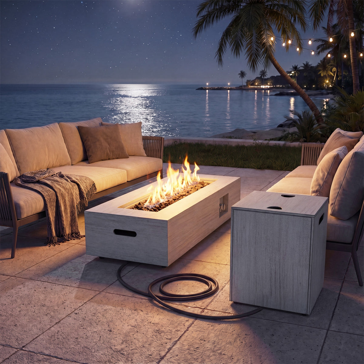 50 000 BTU Outdoor Rectangular Fire Table with Tank Holder