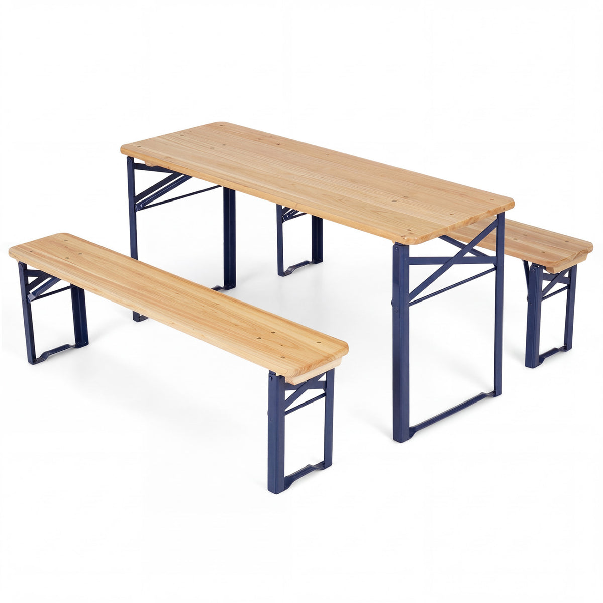 Folding Kids Picnic Table & Bench Set No Assembly Wooden Toddler Table